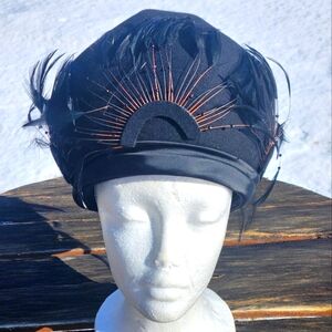 Vintage Doeskin Wool Felt Hat With Feather Accents
